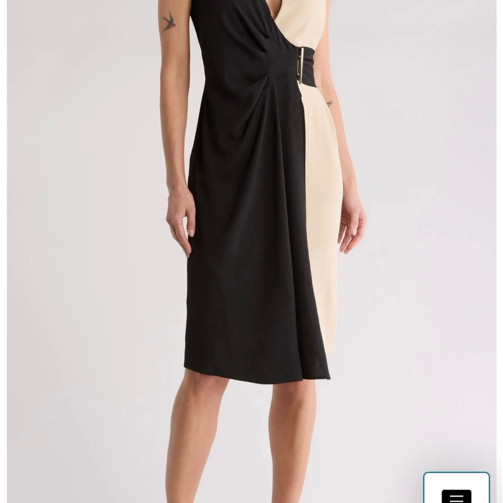 NWT Connected Apparel Black and Cream Dress